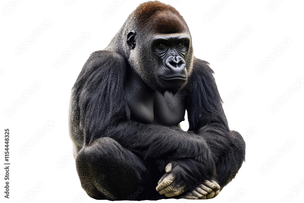 Obraz premium A Gorilla Sitting With Folded Arms, a Transparent Object