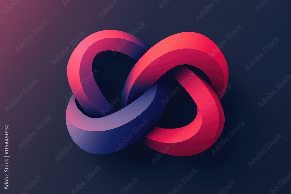 Fototapeta premium Abstract Red and Blue Intertwined Curves Design