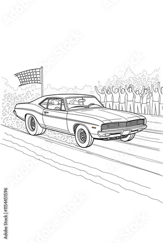 Classic vintage car for coloring book photo