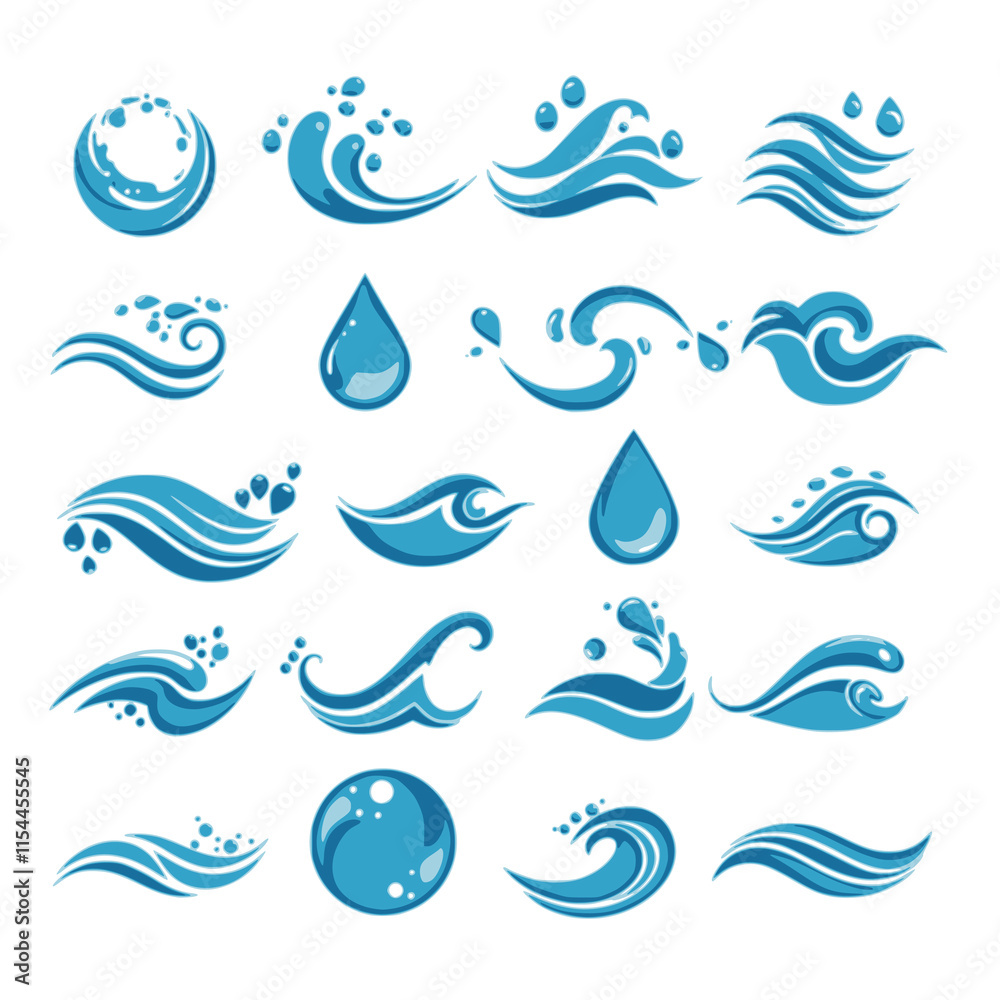 Water Design Elements. Can be used as icon, symbol and logo design. Water Design Elements. Can be used as icon, symbol and logo design.