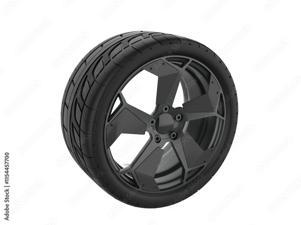 Black rim car wheel carbon fiber isolated on transparent background Black rim car wheel carbon fiber isolated on transparent background