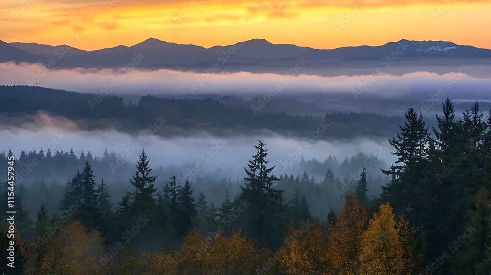 Obraz premium A Sunset View of a Mountain Range with Stunning Colors