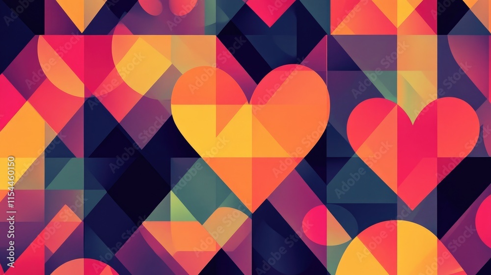 custom made wallpaper toronto digitalAbstract Geometric Heart Pattern Design With Warm Colors