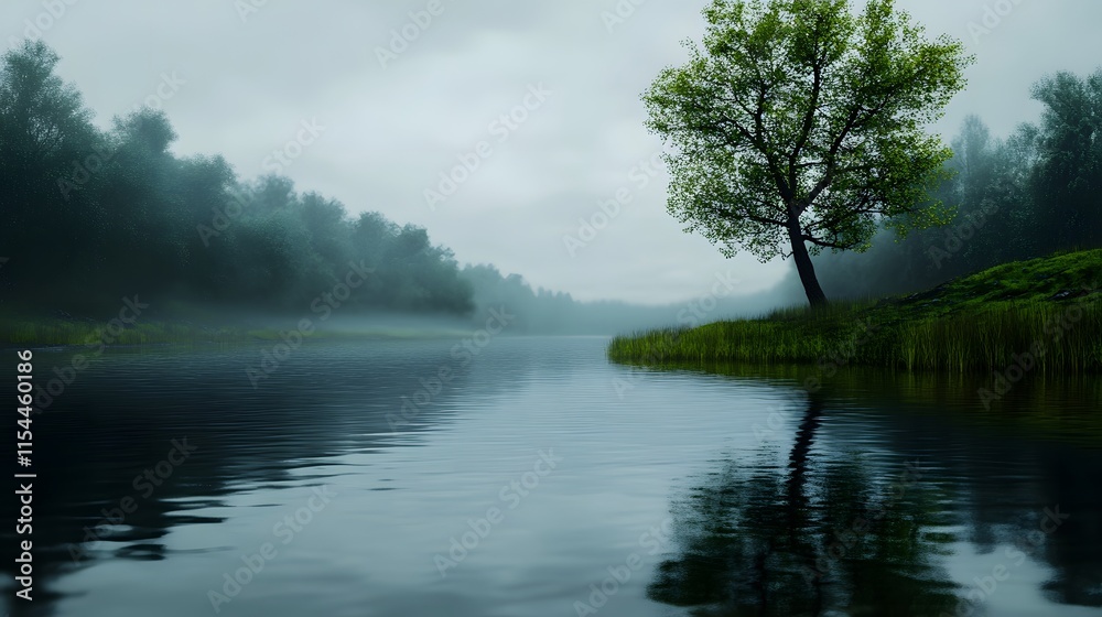 The river at the morning time with fog The river at the morning time with fog