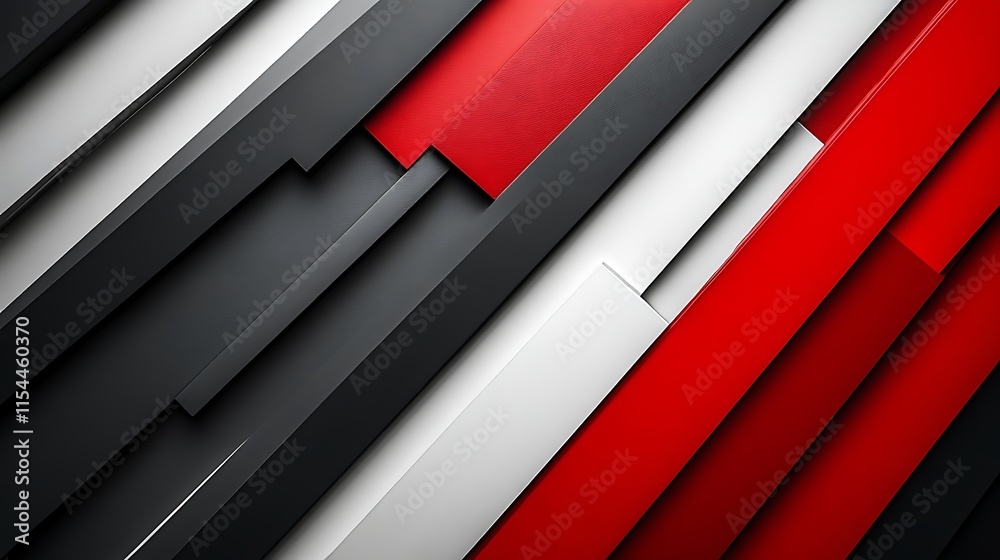 Fototapeta premium Abstract red, black, white diagonal stripes background.