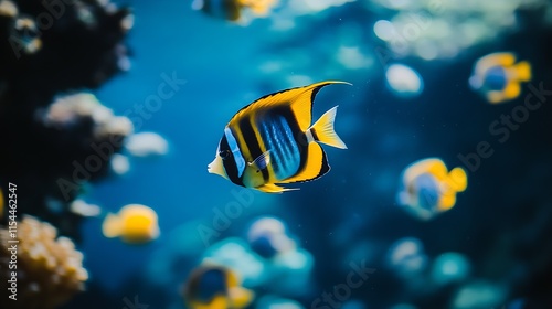 Graceful Fish Swimming Among Coral Reefs Underwater : Generative AI