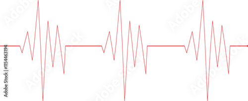 Vector illustration of icon, heartbeat line icon, ECG heartbeat line, heartbeat silhouette, red heartbeat line, symbol, health, isolated white background