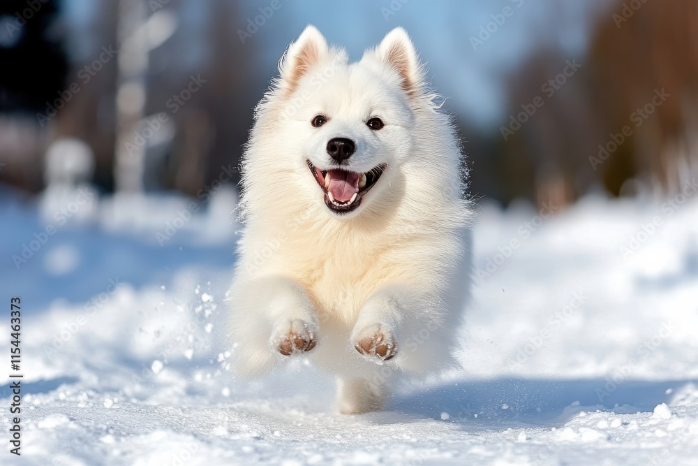 A delightful Samoyed enjoys the snow on a bright sunny day, capturing moments of joy and the playful spirit that winter brings to pets and their human companions. A delightful Samoyed enjoys the snow on a bright sunny day, capturing moments of joy and the playful spirit that winter brings to pets and their human companions.