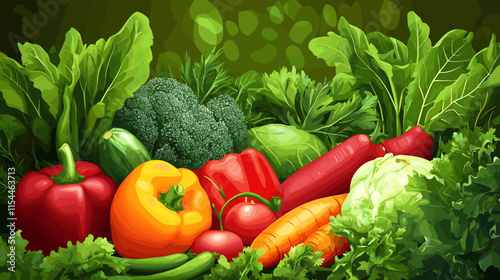 Freshly harvested vegetables arranged beautifully in a vibrant display showcasing colors and textures