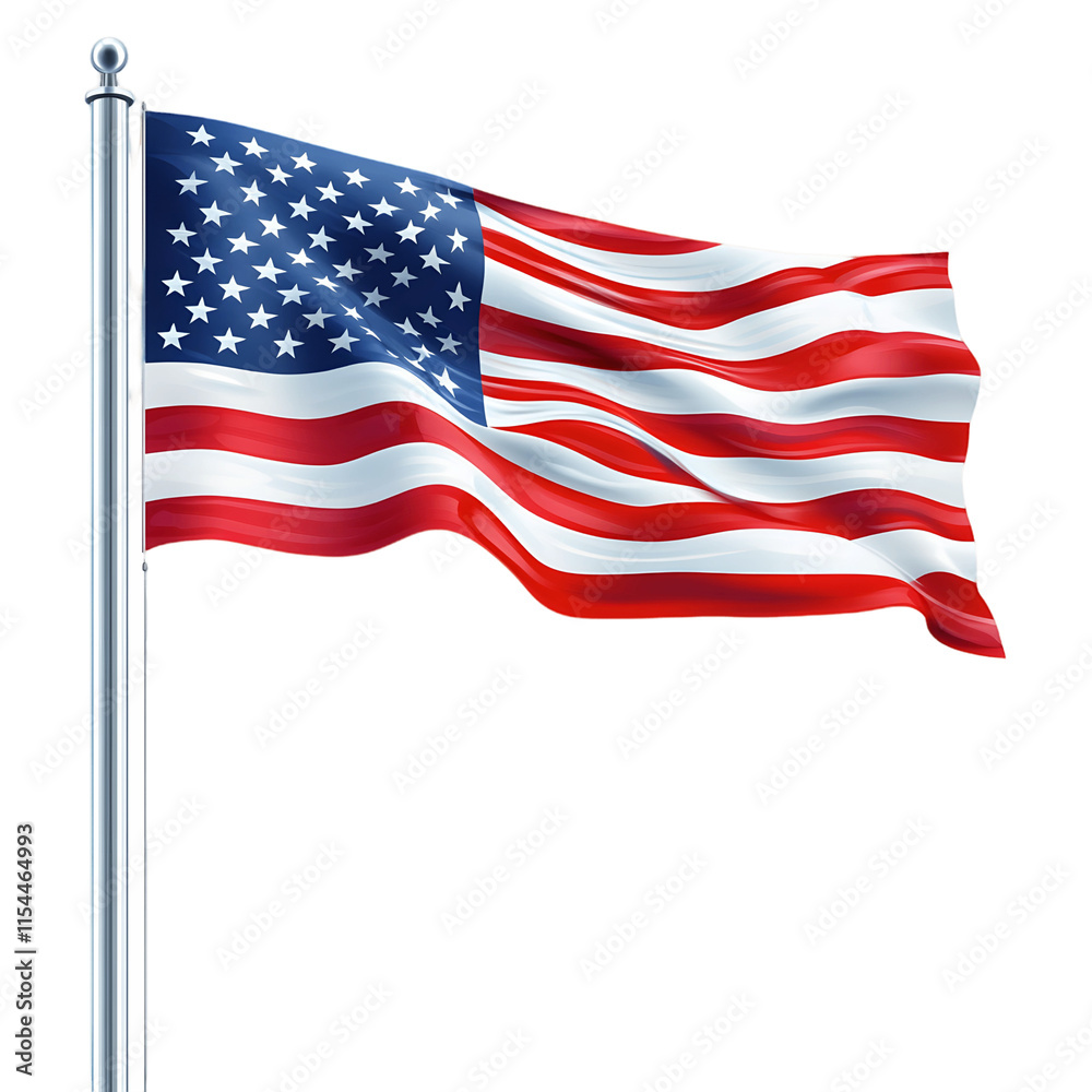 Fototapeta premium Large American flag is waving in the wind
