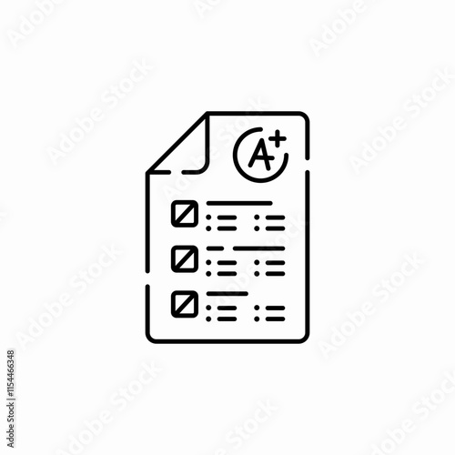A plus grade exam icon sign vector