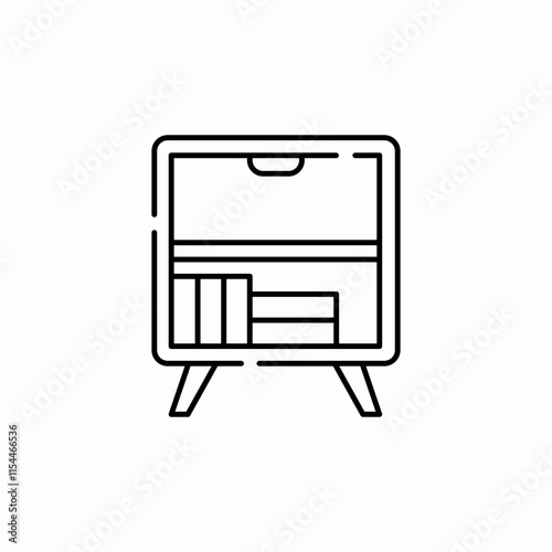 cabinet shelf books icon sign vector