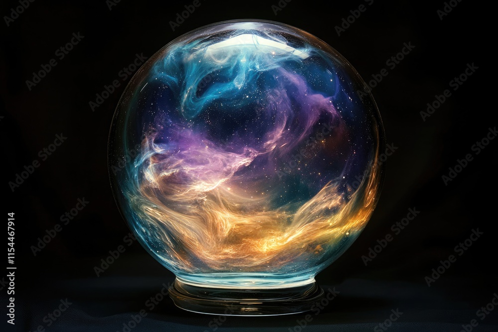 A mesmerizing glass sphere encapsulating a vibrant nebula, resembling a cosmic wonderland. A mesmerizing glass sphere encapsulating a vibrant nebula, resembling a cosmic wonderland.