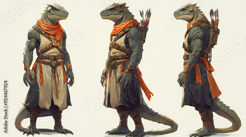 Rpg dnd fantasy character for dungeons and dragons, roleplay, avatar, lizzardman, lizard, draconian. Draconian. Illustration