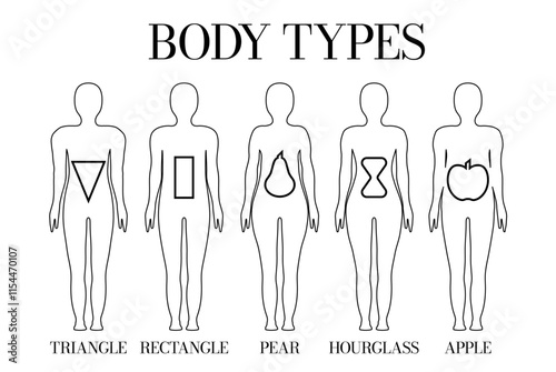 Simple Gender Neutral Body Shape Types  Triangle, Rectangle, Apple, Pear and Hourglass for Women and Men