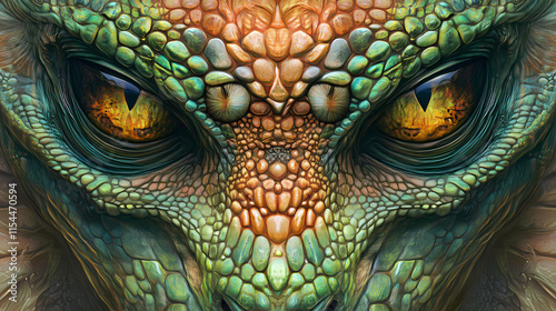 Reptilian face close up portrait - ai illustration also called reptoids, archons, reptiloids, saurians, draconians, or lizard people. Draconian. Illustration photo