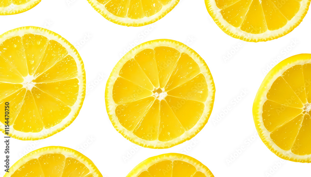 Fototapeta premium Fresh lemon slices pattern backgrond, close up