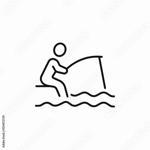 fishing sitting icon sign vector