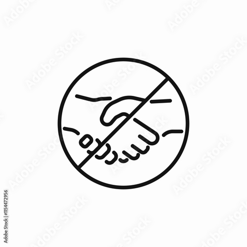 handshake prohibited pandemic icon sign vector