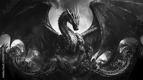 Draconian majesty: unveiling the ancient guardian. Draconian. Illustration