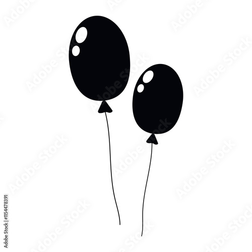 Two black balloons floating gracefully in the air during a festive celebration