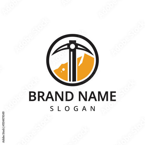 Digging logo Mining Icon design template vector illustration pickaxe logo design concept