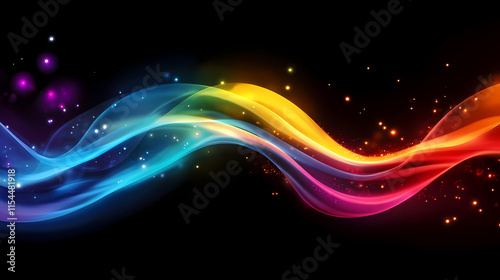 A vibrant spectrum of colors forms a wave of energy, flowing and shimmering with dynamic brilliance. Brilliance. Illustration photo