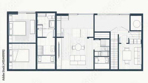 4-bedroom duplex apartment floor plan, illustrating the layout of the typical floors.