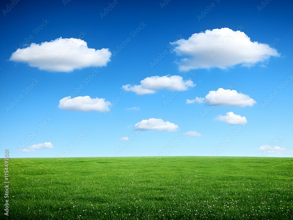 Green Field, Blue Sky Background Illustration Green Field, Blue Sky Background Illustration