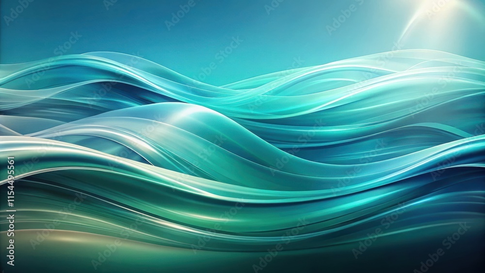 Abstract Wave Pattern With Smooth Flowing Lines In Teal And Blue Tones