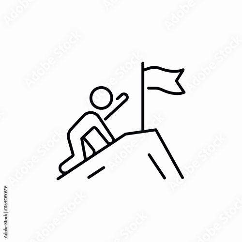 reach mountain top flag icon sign vector