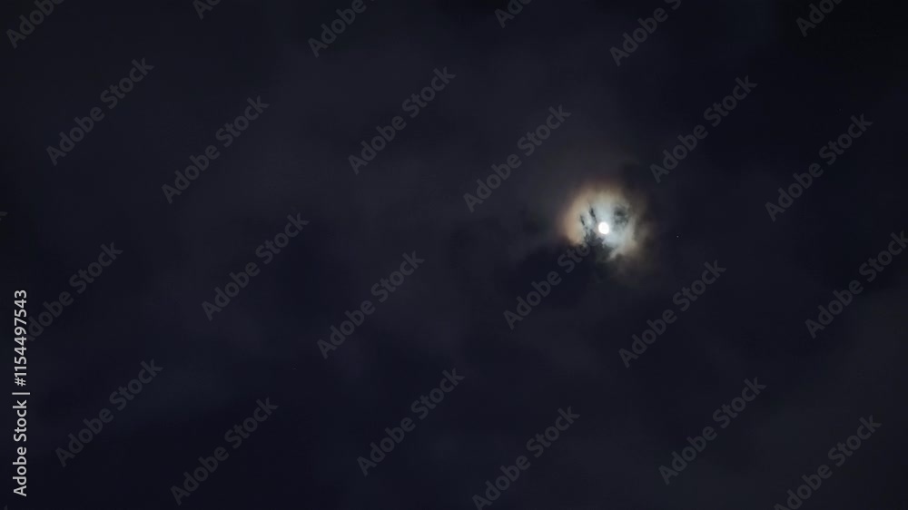 Cloud balls moving very early at dawn with the moon illuminating the sky Cloud balls moving very early at dawn with the moon illuminating the sky