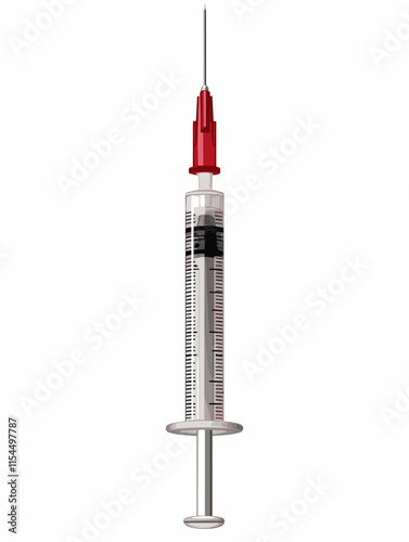 Syringe filled with liquid in a laboratory setting during a medical research session