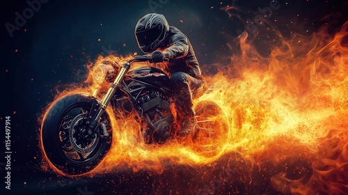 Fiery sport motorcycle abstract background