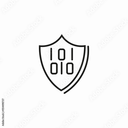 binary code protection shield icon sign vector