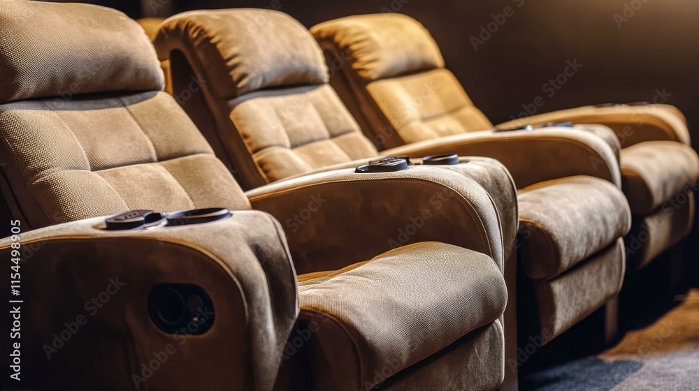 Obraz premium Soft Textured Recliner Seats in Cozy Home Theater Setup