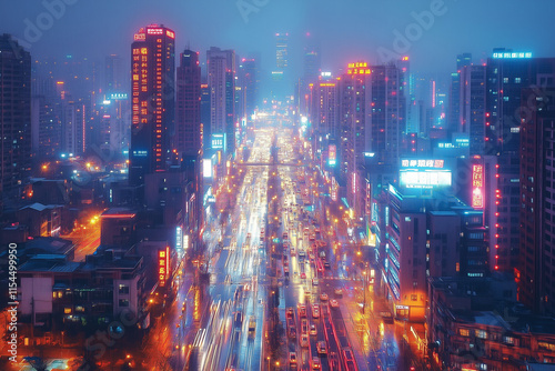 Wallpaper Mural Vibrant Cityscape Night Illuminated Skyscra Torontodigital.ca