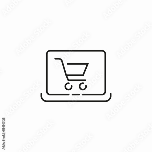 laptop online store icon sign vector