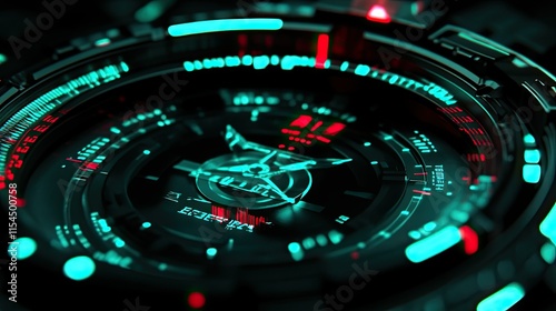 Wallpaper Mural Futuristic digital clock interface with glowing neon accents. Torontodigital.ca