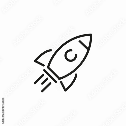 spaceship launch icon sign vector