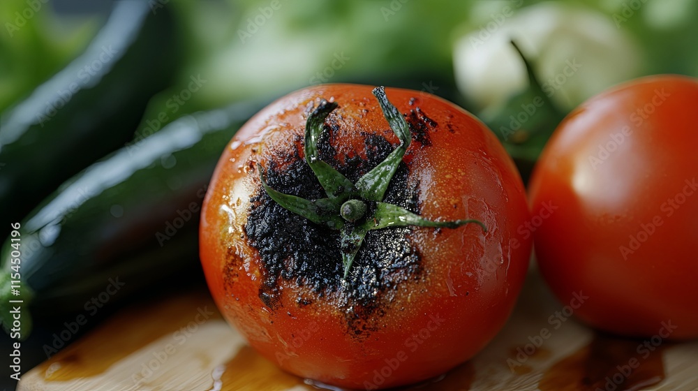 Rotting Sample Picture Close-up Fresh Vegetables with Rotten Tomato Highlighting Food ...
