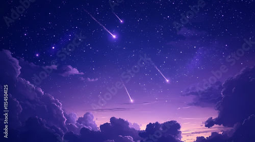 The sky is filled with purple clouds and stars. Lodestar. Illustration