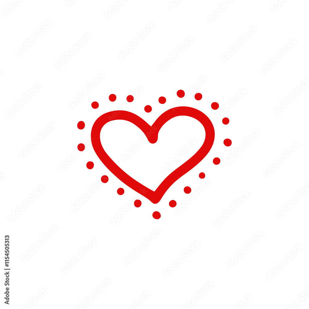 Red simple heart in doodle style for Valentine's Day. Love sign Red simple heart in doodle style for Valentine's Day. Love sign