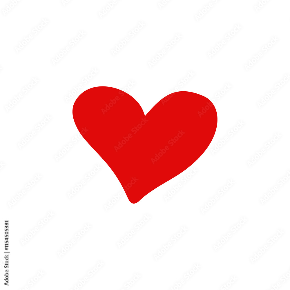 Red simple heart in doodle style for Valentine's Day. Love sign Red simple heart in doodle style for Valentine's Day. Love sign