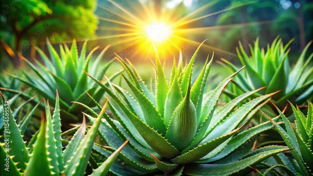 Aloe Vera Plants Bask in Warm Sunlight, Creating a Vivid Landscape of Nature's Healing Power Aloe Vera Plants Bask in Warm Sunlight, Creating a Vivid Landscape of Nature's Healing Power