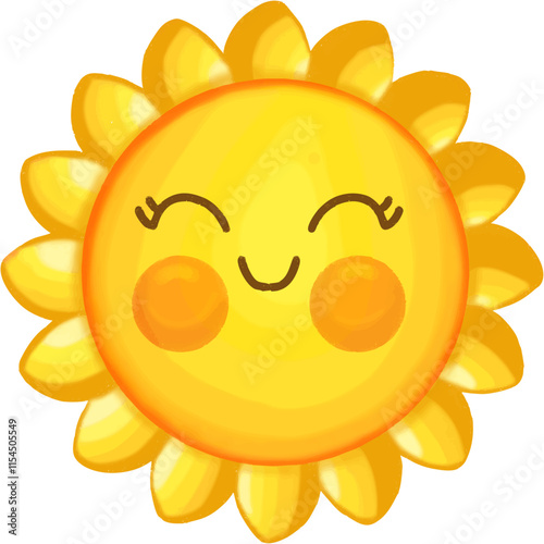 Cute sun with smiling face vector illlustration. 