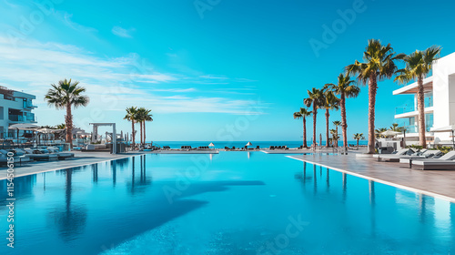 Wallpaper Mural Material with a vast blue nebula, starry sky and sci-fi technology. Lodestar. Illustration Torontodigital.ca