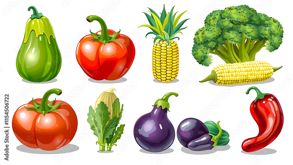 Fruits and vegetables collection. Illustration in flat style. Cute colorful vector illustration template with different types of fruits and vegetables fruits beatiful illustration Fruits and vegetables collection. Illustration in flat style. Cute colorful vector illustration template with different types of fruits and vegetables fruits beatiful illustration