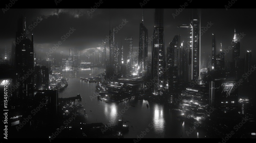 A cityscape with a river running through it A cityscape with a river running through it