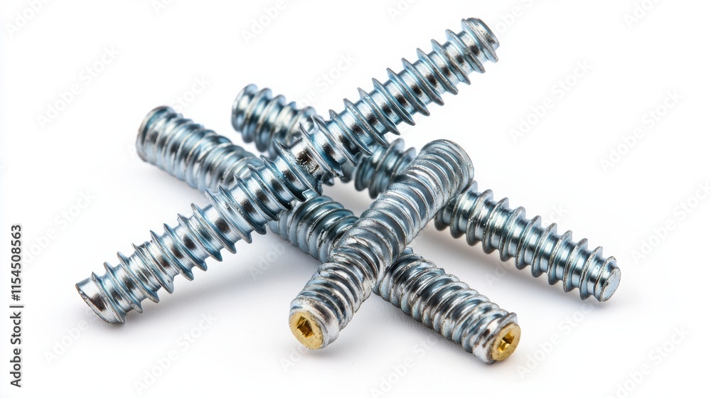 Assortment of Metallic Screws and Bolts on a White Background Assortment of Metallic Screws and Bolts on a White Background